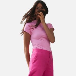 Zara Raglan Sleeve Polyamide Top in pink